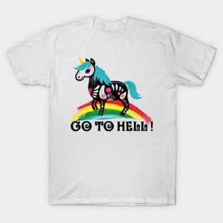 Unicorn Halloween Go to Hell T-Shirt